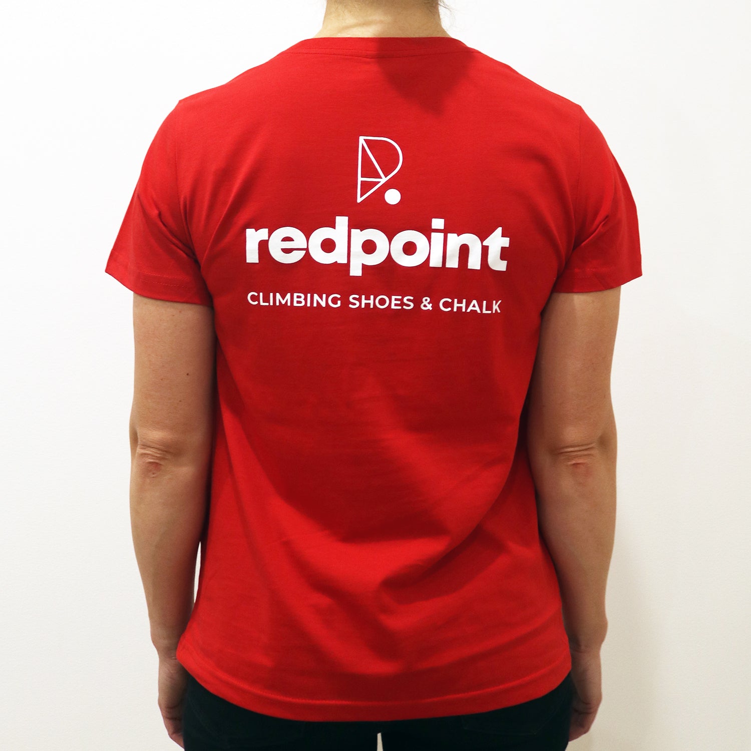 redpoint climbing teeshirt classic red women contoured cut back